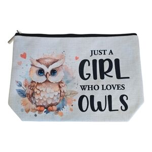 Just A Girl Who Loves Owl Cosmetic Toiletry Canvas Makeup Bag Purse
